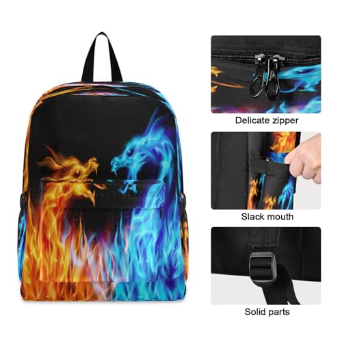 Mochila de viagem legal Dragon Fire para homens e mulheres, mochila escolar casual leve para estudan