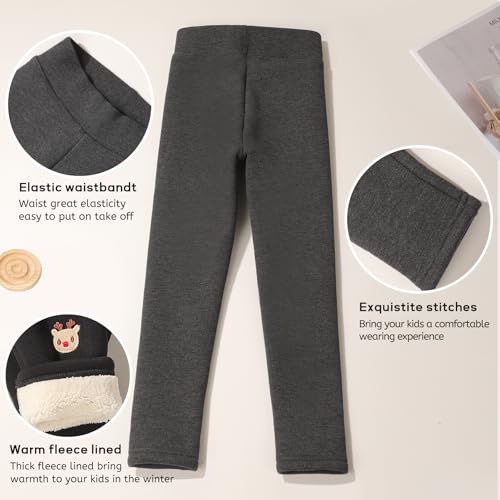 3 Pack Girls Fleece Lined Leggings Kids Winter Thick Warm Pants Fleece Pants Girls4