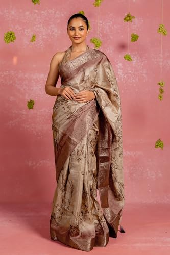 Image of MIRCHI FASHION Women Saree Floral Printed Silk Blend | Soft Traditional Drape for Wedding sari with Unstitched Blouse Piece
