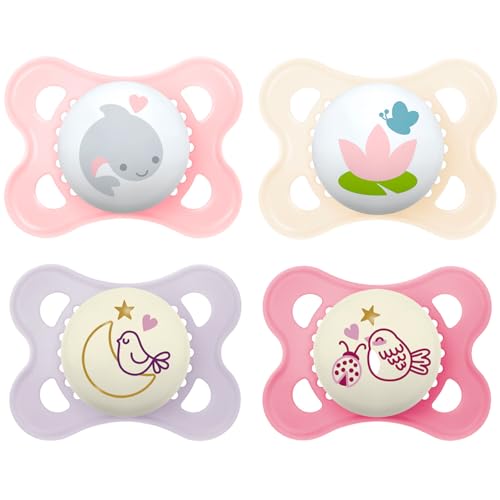 MAM Original DAY & NIGHT Chupete 0-6 meses Silicona, Conjunto de 4 chupetes (2+2)
