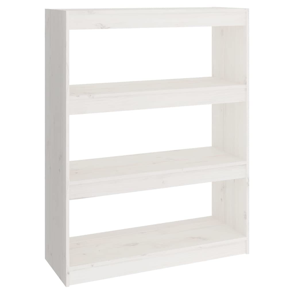 Générique Regał z litego drewna sosnowego, biały, 80 x 30 x 103,5 cm, 3-komorowy regał do przechowywania, przegroda, uniwersalna półka na książki, czasopisma i dekoracje