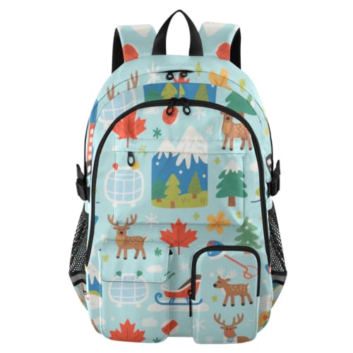 Mochila para equipaje de mano y portátil grande de 17.5" con estampado de ciervos escolares
