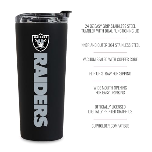 Image of Rico Industries NFL Football 24oz Stainless Steel Tumbler with Lid and Dual Functioning Lid