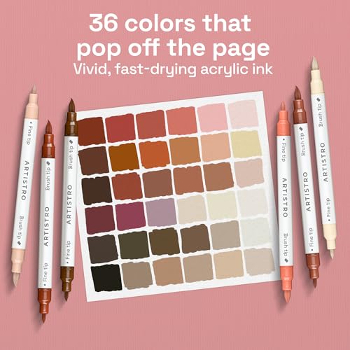 Image of ARTISTRO 36 Skin Tones Acrylic Paint Markers - Paint Pens for Drawing - For Fabric, Rock, Glass, Wood, Molds - Arts & Crafts Gift for Adults, Teens, Kids, Classroom Must Haves & School Supplies