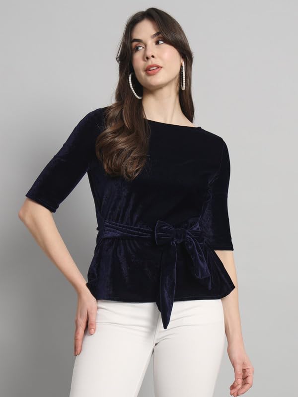 Image of Vaararo Women Dress Shirt, Velvet, Regular Fit
