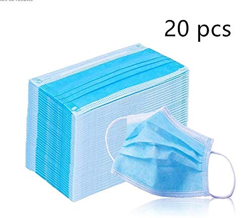 Preisvergleich Produktbild 20 pcs Einweg OP-Maske Gesichtsmaske 3-lagig Mundschutz Staubschutz Infektionsschutz Schutzmaske Atemschutzmaske mit Ohrschlaufen schützt vor Verschmutzungen (Blau) (20PCS)