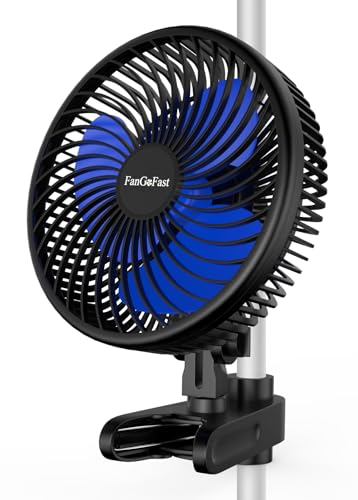 FanGoFast Grow Ventilator mit Clip, EC Motor Manuelle Winkeleinstellung, 10-Geschwindigkeiten, Grow Ventilator Winkeleinstellung Klemmbar für Growzelt...