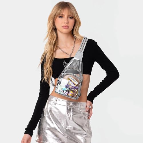 Image of LATMAP Clear Bag for Stadium Events 12x6x12 Clear Purse with 3-Zipper Pockets Crossbody Handbag Tote for Concerts Sports