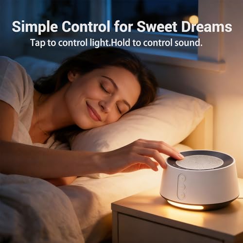BGOVERSS White Noise Machine with Night Light – 20 Soothing Sounds, 10 Color Lights, 5 Timer Settings & Memory Function, Portable Sleep Sound Machine for Baby Nursery, Kids & Adults (White) - Image 5