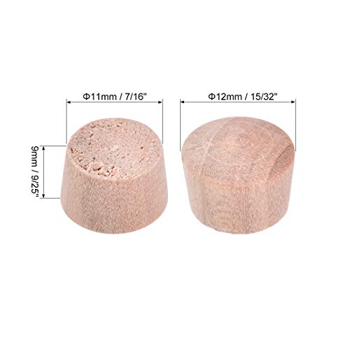 Image of uxcell Wood Button Top Plugs 7 /16 Inch Wood Color Hardwood Furniture Plugs for Craft Furniture Woodworking, 9 /25 Inch Height 50 Pcs