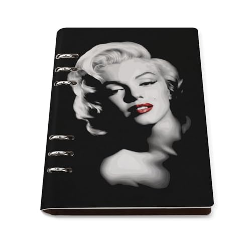 バインダーノート マリリンモンロー ルーズリーフノート システム手帳 手帳 日記帳 メモ帳 6穴 A5サイズ PUレザー リフィル手帳 文房具 オフィス用品