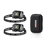 WARSUN Rechargeable Lightweight Headlamp 2 Packs – 750 Lumens Running & Helmet Light, LED Head Torch with Motion Sensor, 5 Modes, for Night Running, Fishing, Camping, Cycling, Work