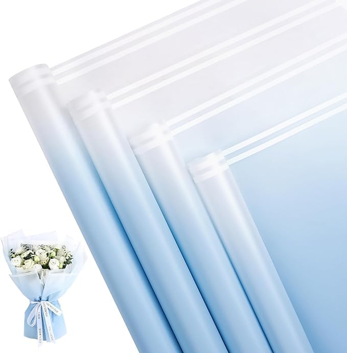 10 Sheets Gradient Double Line Flower Wrapping Paper | Waterproof Bouquet Sheets for Gift Packaging, Wedding, Birthday, Valentine, Florist Supplies, Korean Style Floral DIY Craft Wrap-image-24