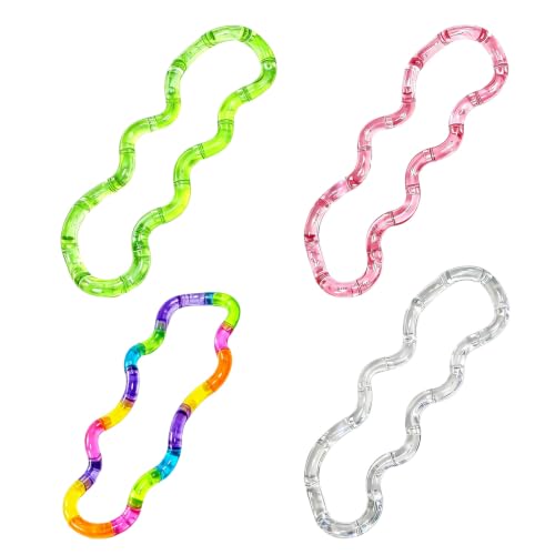 4 PCS Sensory Fidget Toys Tangle Fidget Toy Figet Toys Transparent Twisty Tangle Fidgets Toy Small Fidgets Toyes Set for Teens Improve Focus and Concentration Stress Relief Multicolored Color