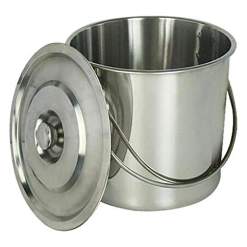 12L Stainless Steel Bucket with Lid Water Bucket Kitchen Bucket Feeding Bucket Milk Bucket Ice Cube Bucket Ice Cube Bucket Ice Container Soup Holder Cover