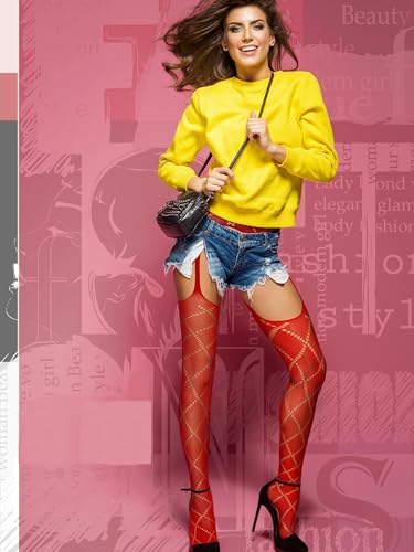 Image of Skylety 6 Pairs Fishnet Stockings for Women, M-L, Bright Colors