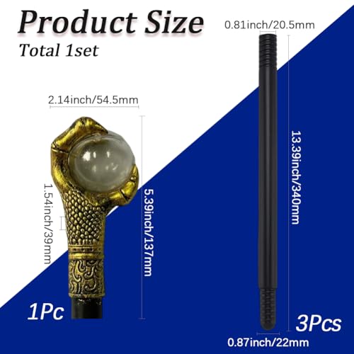 Image of GORGECRAFT 40.9in Dragon Claw Walking Stick Vintage Canes Egyptian Staff Scepter with Gold Copper Color Claw Head Plastic Cosplay Wand for Halloween Witches Wizards Dress Up Party Costume Accessories