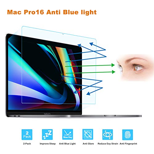 FORITO 2-Pack Compatible MacBook Pro 16-Inch Screen Protector -Blue Light Filter, Eye Protection