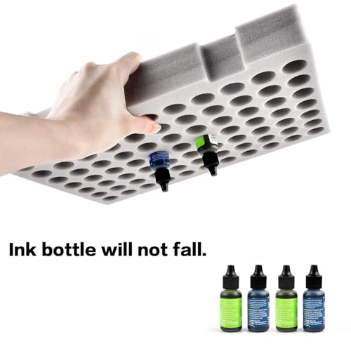 Image of Alcohol Ink Storage Case and Paint Carrying Organizer, Miniature Holder Fits 77pcs Bottles of Alcohols Inks, Paints Set and Dynamic Tattoo Ink with Foam Insert. Multiple-use Travel Container(Box Only)