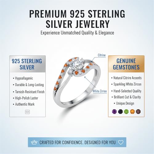 Image of Choose Your Gemstone Swirl 3 Stone Diamond CZ Engagement Ring 925 Sterling Silver Round Shape Side Stone Engagement Rings for Women, Girls and Ladies US Size 4 to 12