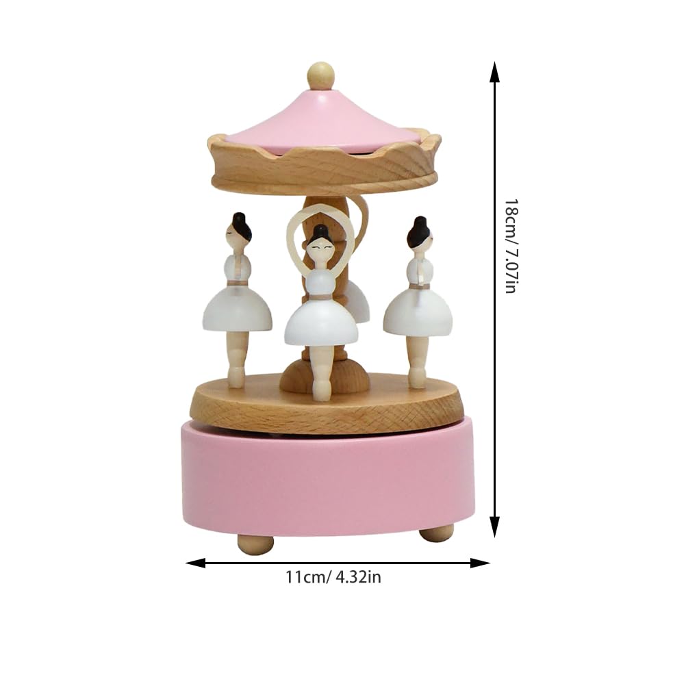 Lurrose Carillon Rotante in Legno Figurina Ballerina, Elegante Music Box per Regalo di Compleanno o Anniversario per Ragazze e Donne