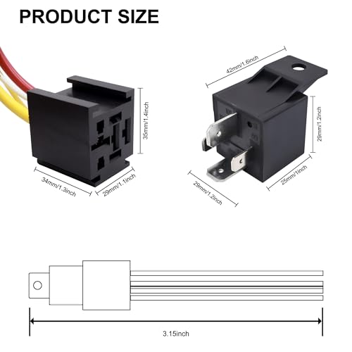 HISports HISports 2 Stück 80A Relais,12V 4 Pin Heavy Duty relais mit Steckdose,JD2912-1Z-12VDC,SPST relais für Auto LKW Boot Van Motorrad,Schützrelais für Autoschalter Elektrische Lüfter Motorrelais - Zusatzansicht 4 | Relais