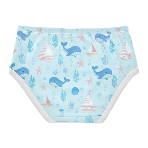 Cute Whale Ocean Blue Toddler Girls's Underwear 2T 23018792