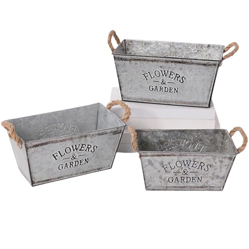 Mafagwre Blumentöpfen Aus Verzinktem Metall, 3 Stück Zink Paletten...