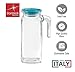 Bormioli Rocco Frigoverre Classic Jug Set of 2-33.75 oz Glass Beverage Pitchers with Teal Locking Lids for Juice, Milk, Iced Tea & Infused Water - Versatile Kitchen Drinkware, Made in Italy