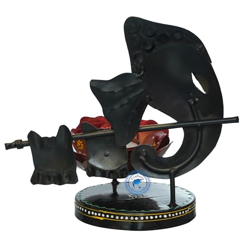 Image of Decorative Handcrafted Multicolor Metal Ganesh Red Tea Light Holder for Home Decoration and Gift
