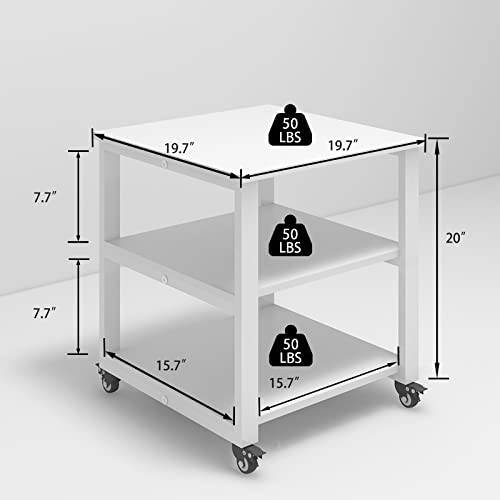 Image of Natwind 3 Tier Laser Printer Stand,20''x20'' Side Table for Printer, White