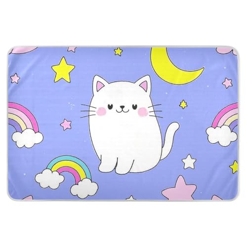 Cute Cartoon Cat Star Purple Peach Potty Training Pee Pad Waterproof Washable Pads for Bed Non-Slip Diaper Pads for Baby Toddler Children , 52