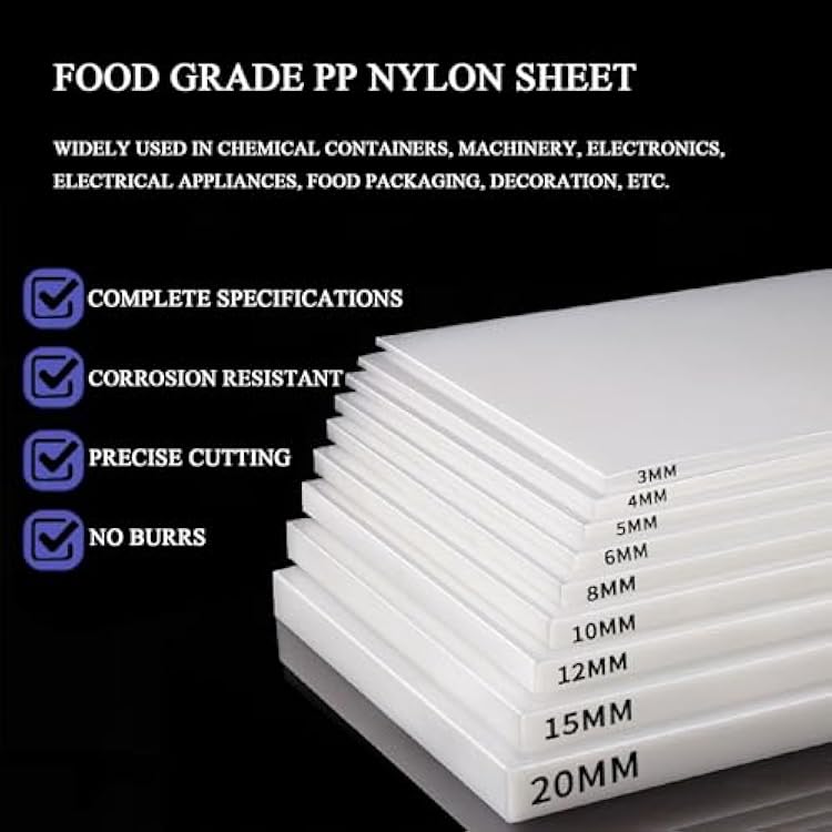 COYOUCO Nylon Plastic Sheets, 1-3 Mm Thick Nylon Sheet, High Strength Polyamide Plastic Board for Industrial, DIY Applications,200mm*200mm*3mm*15pcs