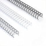 BuroKalos Drahtbinderücken, 20 Blatt, Schwarz Silber Weiß, 3:1 Teilung, 6,4 mm, Packung mit 100 Stück