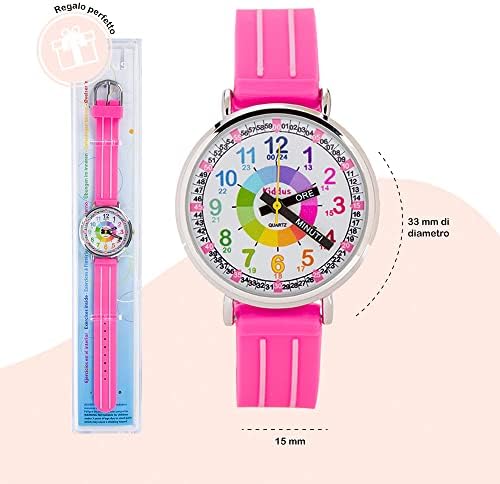 Orologio Da Parete Didattico Kiddus Per Bambini - Analogico, Silenzioso, Con Esercizi Per Imparare L'Ora - Foto 4