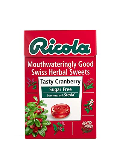 Ricola Tasty Cranberry Swiss Herb Lozenges Sugar Free Candy, 1.59 Oz 45 G, 2 Pack..