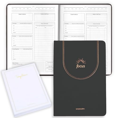 ADHD Daily Planner for Neurodivergent Adults – Premium Leather Productivity & Task Management Planner with Guided Focus Pages, 170gsm Paper, Gold Foiling & Gift Box – Undated | A5 (Black)