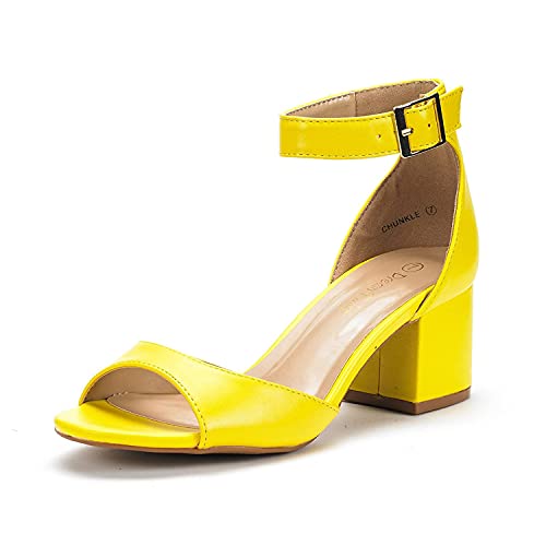 Image of DREAM PAIRS Women's Chunky Heel Sandal | 2.2 inch chunky block heels,open toe with ankle strap buckle, classic comfortable heeled sandals,wedding party dress shoes