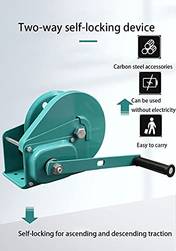 Winche manual 1200 lbs cable acero 30 m con freno miniatura 6