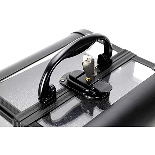 Ver Beauty Art Craft Tattoo Makeup Acrylic Mini Train Aluminum Case Organizer Box Two Cantilevered Shelves With Lid Mirror Key Locks Easy Clean – Vk005, Black Diamond #TOP7