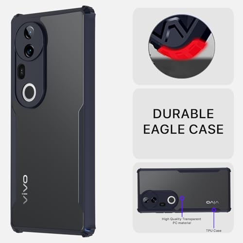 Image of Outlouders Back Cover for Vivo T4 Ultra 5G | Ultra Hybrid Transparent | Full Camera Protection | Raised Edge | Crystal Clear Bumper Case(Blue)