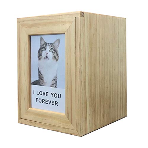 BRKURLEG Pet Dog Ashes Urn with Photo Frame,Natural Wood Memorial Urn Box,Cremation Urns for Dogs Cats Ashes Holder,Wooden Burial Funerary Caskets Keepsake Urn for Small Medium Large Animals Remains