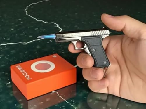 Image of 2-in-1 Torch Lighter Pistol Shape with Keychain - Stylish, Compact & Multi-Functional Pocket Gadget (Pack of 1)