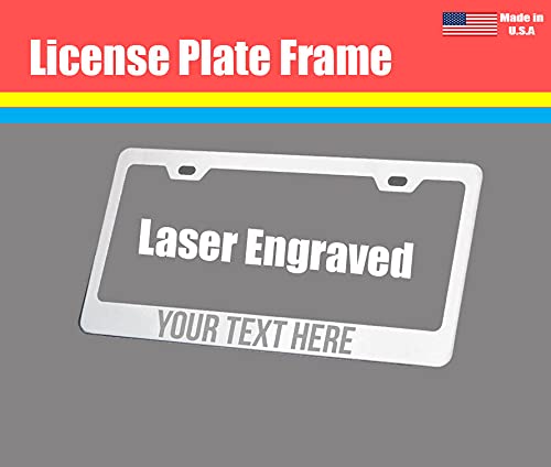 Custom Personalized Metal Aluminum License Plate Frame Auto Car Accessory (Chrome -Vinyl) #TOP2