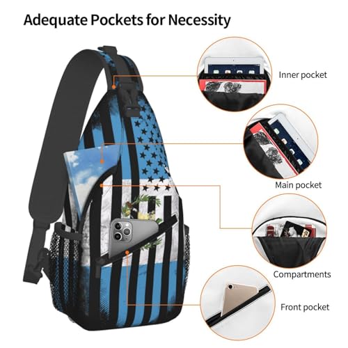 SUNNYEE Guatemala Guatemalan American Flag Crossbody Bags Sling Backpack Cross Chest Bag Sports Shoulder Bag Gym Fanny Pack Adjustable Cycling Daypack Diagonally Rucksack for Running4
