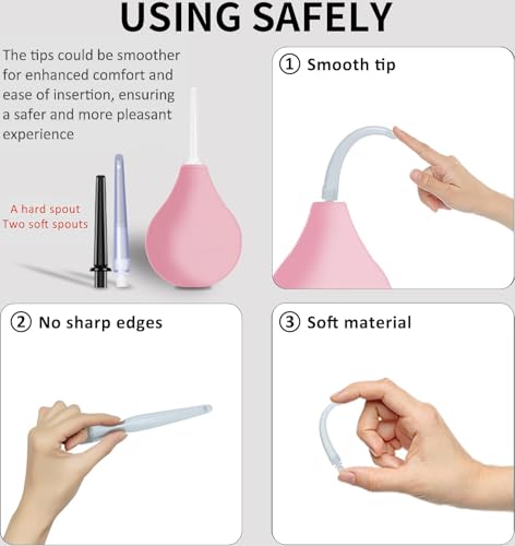 Image of Douche for Women Enema Bulb Kit - Anal Douche,Enima Anal Douching with 3 Nozzle,Reusable Anal Cleaner Enema Bulb,Enima for Men Women(Pink)