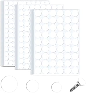 Bekecidi 12 Sheets 1160pcs Screw Hole Stickers, 3 in 1 Self-Adhesive Screw Hole Stickers Plastic Screw Cap Covers Sticker for Wood Cabinets Furniture Screws White(12mm,15mm,21mm)