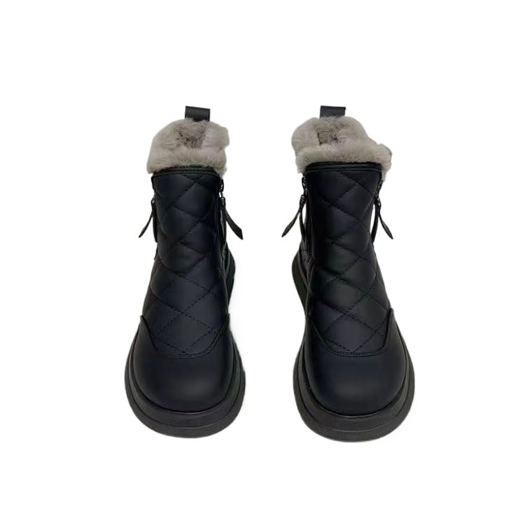 Warm and Stylish Womens Snow Boots with Plush Lining Anti-Slip Sole and Double-sided Zipper for Outdoor Winter Activities