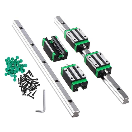 CNCMANS Linearführung HGR15-300mm Linearführungsschiene set, beinhaltet 2 Stück HGR15-300mm Linearschiene und 4 Stück HGH15CA Lagerblock Schiebeblock für automatisierte Maschinen