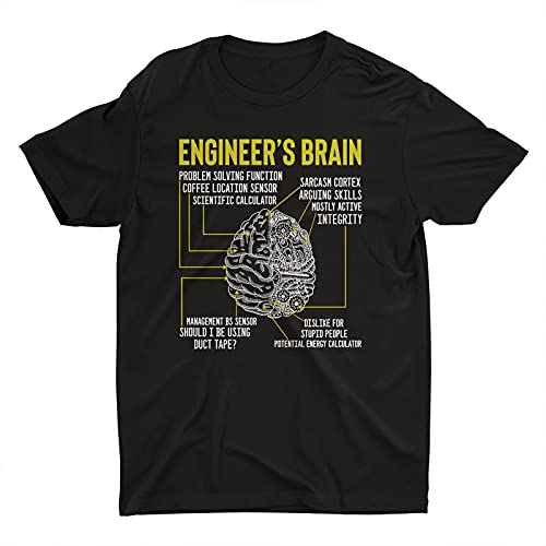 Crazy Love Shirts Funny Engineer's Brain Problem Solving Function Clothes, Engineer's Brain Apparel Tee, S